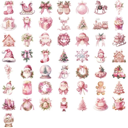 50Pieces Festive Pink Stickers Selfs Adhesive Doodles Art for Device - Picture 3 of 8