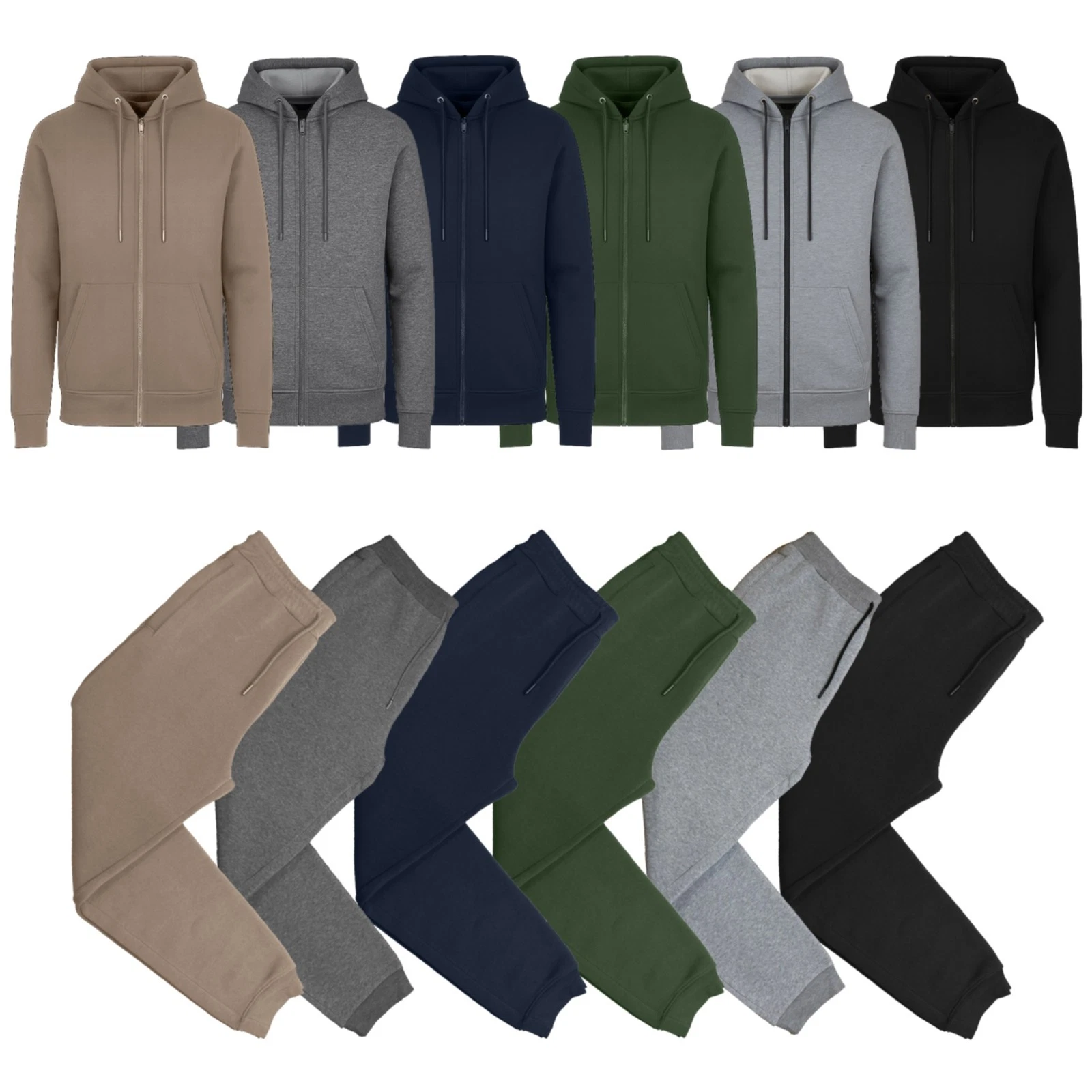 Men’s Full Zip Fleece Hoodie & Joggers – 2-Piece Sweatshirt Tracksuit (S- 3XL)