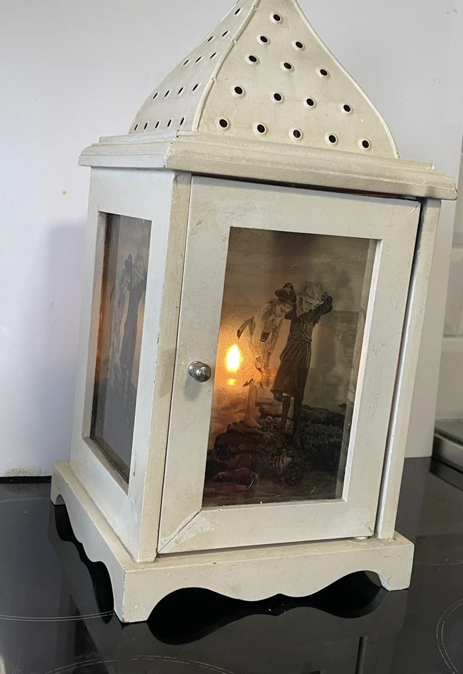 Large Rustic Wooden Lantern Candle Holder Vintage Handmade In India - Image 2 of 4