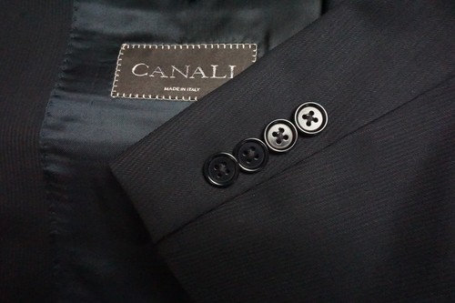 Canali Brown Label schwarz 100% Wolle 2-teilig Anzug Sakko Hose Gr. 40 S