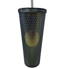 Starbucks Limited Edition Gold Black Dark Studded Cold Cup Tumbler 24oz