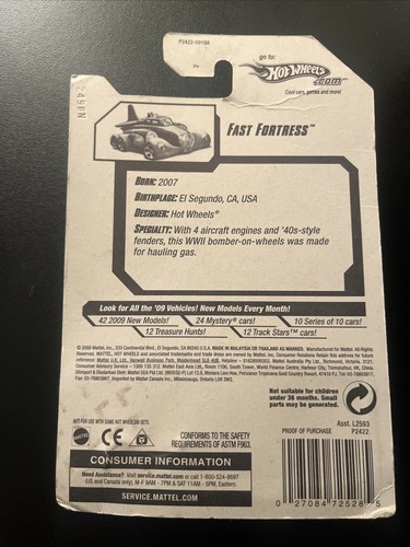 2009 Hot Wheels #102 HW Designs 6/10 FAST FORTRESS Blue-White Variant w/5 Spokes - Bild 2 von 2