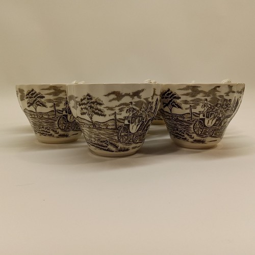 8 Royal Mail Ironstone Tea Cups– Vintage China– Made in England – Brown & White - Picture 2 of 5