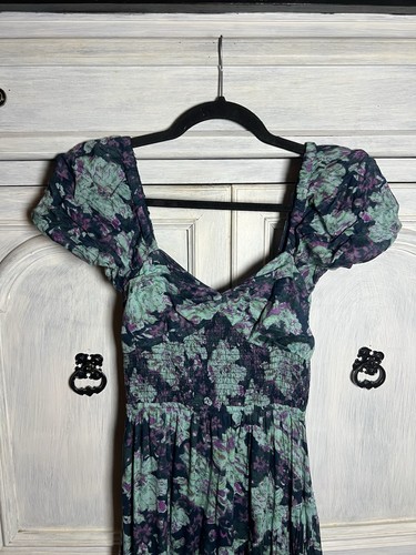 Maxi Vestido Free People Sundrenched Floral En Niveles Calado Esmeralda Combo Boho - Imagen 9 de 14