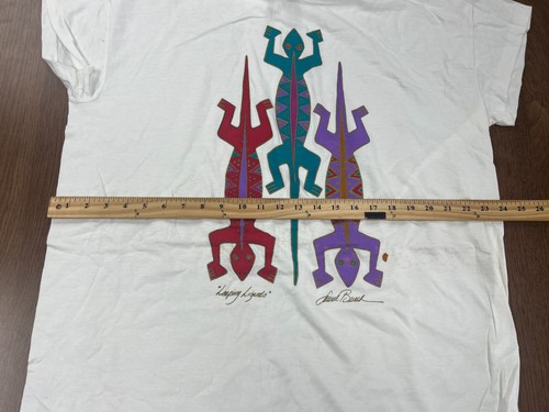 CAMISA MUJER LAUREL BURCH VINTAGE TALLA ÚNICA LAGARTOS SALTANDO ARTE NOS AÑOS 90 NUEVA - Imagen 6 de 8