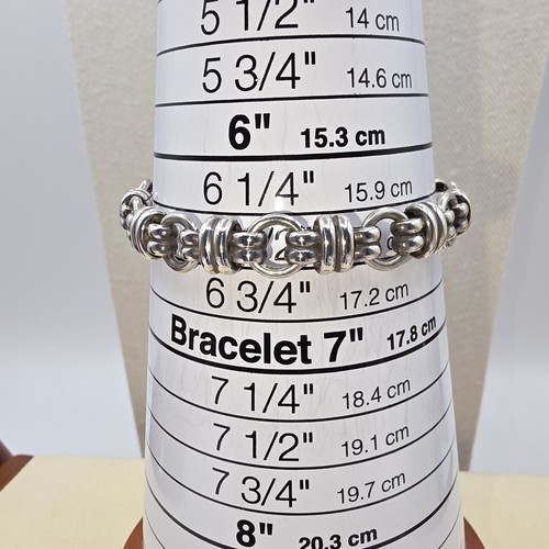 Vintage Taxco Mexico 925 Sterling Silver Bracelet 30g T8-13 Heavy Link Toggle - Picture 11 of 12