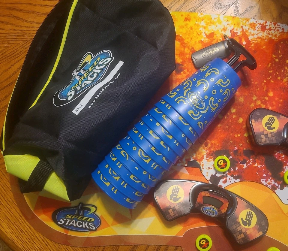 Juegos de apilamiento deportivo de 2 velocidades para competidor tapete y temporizador profesional 12 tazas negro Foto 3 de 4