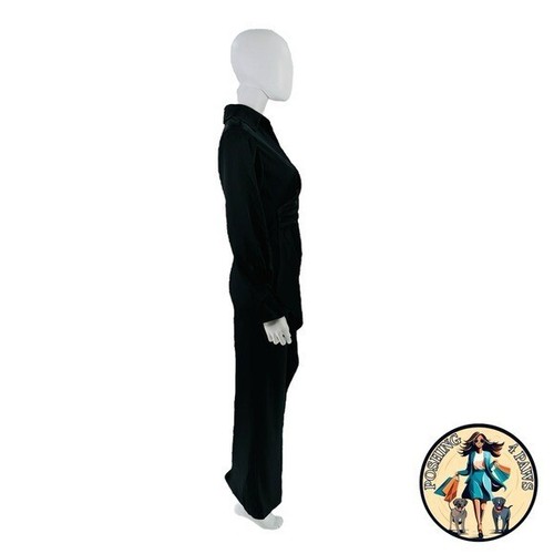 SIMKHAI Talita Draped Front Satin Long Sleeve Collared Midi Dress Black Size 0 - Picture 3 of 13