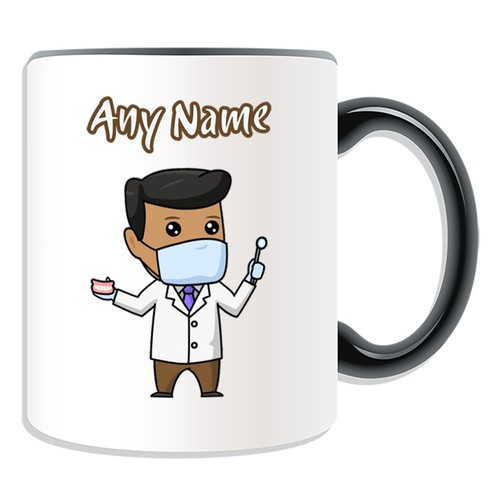 Personalisiertes Geschenk Zahnarzt männlich Becher Geldbox Tasse schwarz Labormantel Übungszähne - Bild 2 von 20