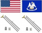 3x5 USA American & State of Louisiana Flag & 2 Aluminum Pole Kit Sets 3'x5'