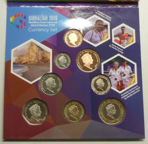 Gibraltar NatWest International Island Games XVIII 2019 BU 8-Coin Set ( £2- 1p ) - Picture 4 of 14