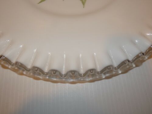 Vintage Fenton Silver Crest Large Cake Plate, Green Flowers and Leaves - Picture 3 of 4