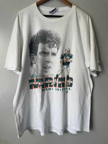 Vintage 90’s Lee Sport Nutmeg Miami Dolphins Dan Marino Big Face Shirt XXL LOOK - Picture 1 of 7