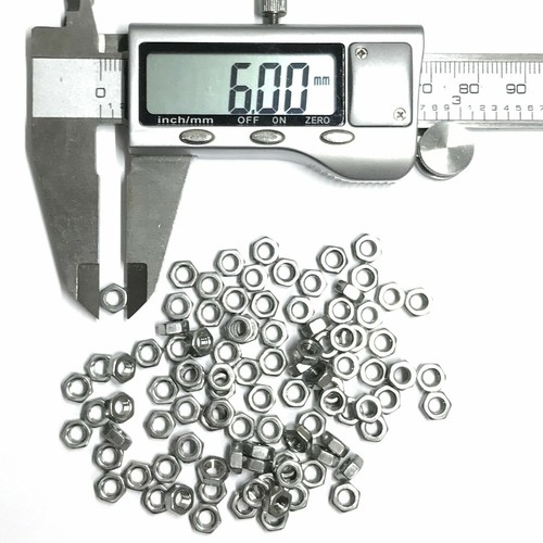 (PKG of 100) Metric M3.5 Hex Nut, A2 Stainless, M3.5-0.6, DIN 934, 6 mm Flats - Picture 1 of 2