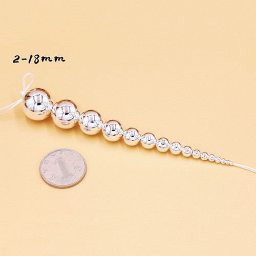 Cuentas de bola redondas sin costuras de plata de ley 925 de 2 mm-18 mm agujero pequeño joyería a granel - Imagen 29 de 29