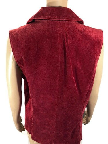 Coldwater Creek Weste V1G792 Gr. M rot 100% Wildleder Leder ärmellos gefüttert Jacke - Bild 7 von 7