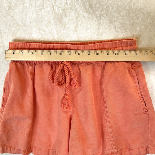 C&C CALIFORNIA Linen Blend Shorts Womens Small Salmon Elastic Waist Pockets - Picture 8 of 12