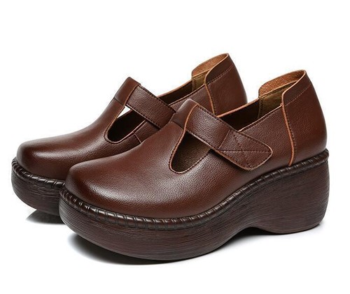 Mujer Mary Janes Puntera Redonda Correa en T Plataforma Tacones Informales Mocasines Zapatos Preppy - Imagen 1 de 6