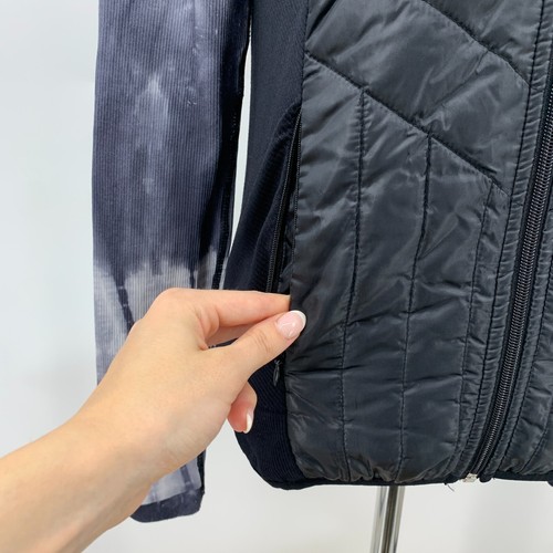 Zella Quilted Jacket Women XS Extra Small Tie Dye Sleeves Woven Panel Thumbholes - Picture 5 of 13
