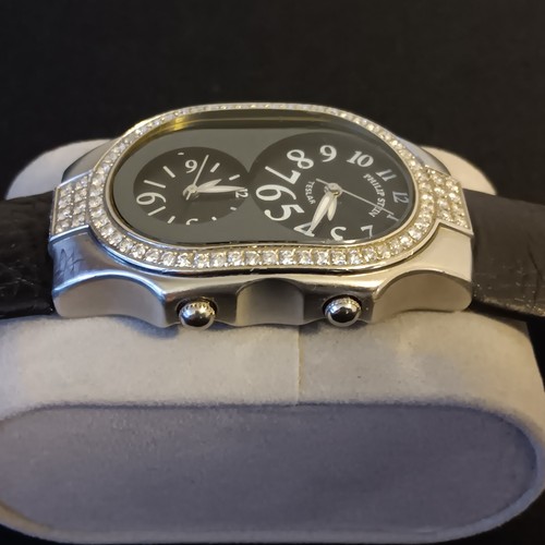 Philip Stein Men's Signature Diamond Large Dual Time Zone Quartz Teslar Watch - Picture 5 of 12