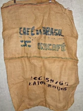 VINTAGE CAFE DO BRASIL UNICAFE COFFEE BEAN BURLAP SACK BATON ROUGE ****