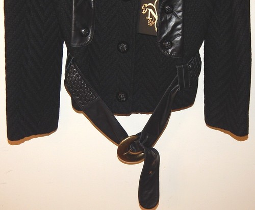 MACKAGE AZIA WOMEN'S BLACK WOOL LEATHER JACKET sz S NEW$650 AUTHENTIC - Picture 3 of 5