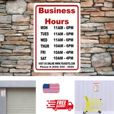 Personalized Business Hours Sign - Your Hours in Durable Aluminum, No Rust