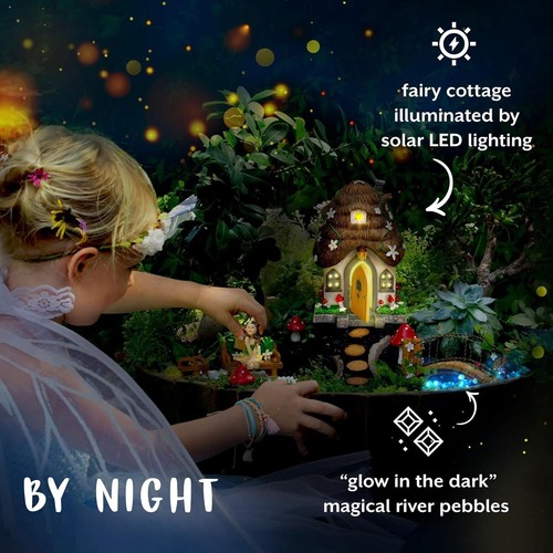 Whimsical Fairy Garden Collection: 13 Pieces Including Solar Fairy House & Decor - Picture 4 of 9