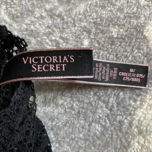 Victoria's Secret Lace Bralette Women's M Black Racerback Padded Adjustable - Picture 2 of 8