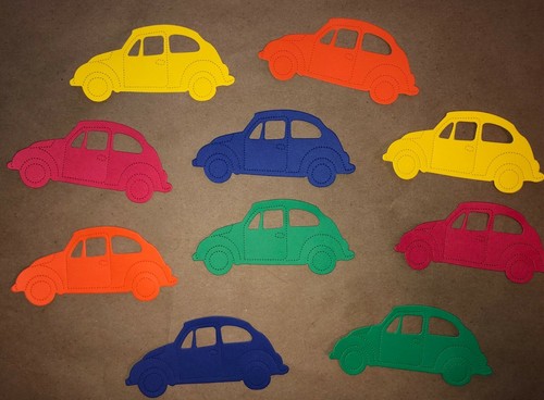 10 adornos troquelados de papel cartucho BEETLE CAR - Imagen 6 de 29