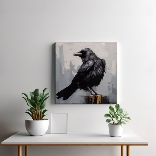 Crow Art, Bird Canvas Print, Birds Wall Art, Bird Lover Gift, Nature Art - Picture 3 of 10