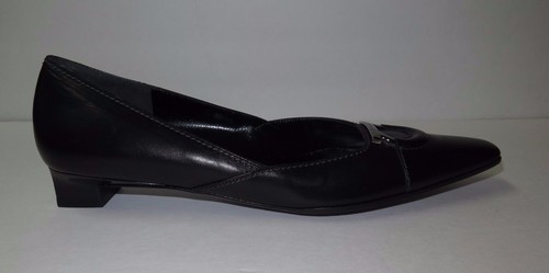 NUEVO Hermosos Zapatos de Cuero Negro de Diseñador FERRAGAMO 7-1/2 2A ITALIA - Imagen 9 de 10