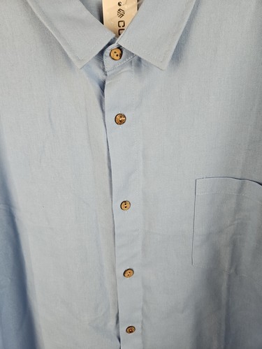 Coofandy Shirt Mens Size 2XL Button Down Short Sleeve Rayon Linen Woven Blue - Picture 7 of 7