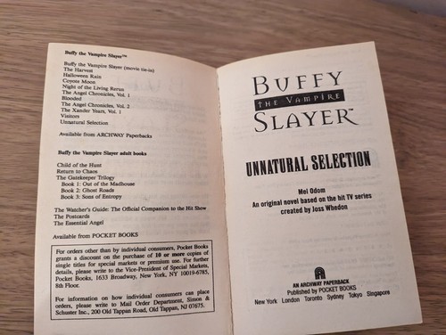 Unnatural Selection - Buffy The Vampire Slayer - Pocket Books - Paperback - Picture 8 of 8