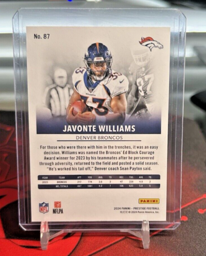 2024 PANINI PRESTIGE ORANGE XTRA PTS JAVONTE WILLIAMS #87 BRONCOS 07/50 - Picture 2 of 2