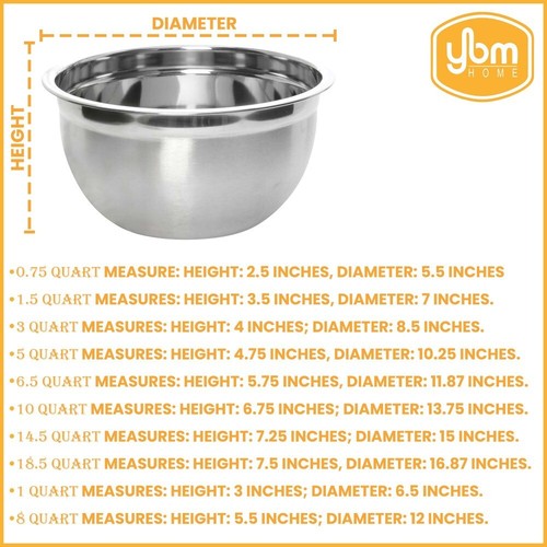 YBM HOME Paquete de Mezclador de Acero Inoxidable - Espejo Pulido Premium Anidación - Imagen 16 de 45