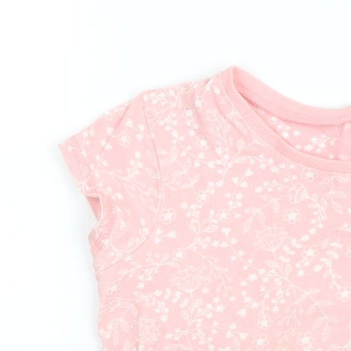 George Girls Pink Floral 100% Cotton Basic T-Shirt Size 4-5 Years Round Neck Pul - Picture 3 of 12