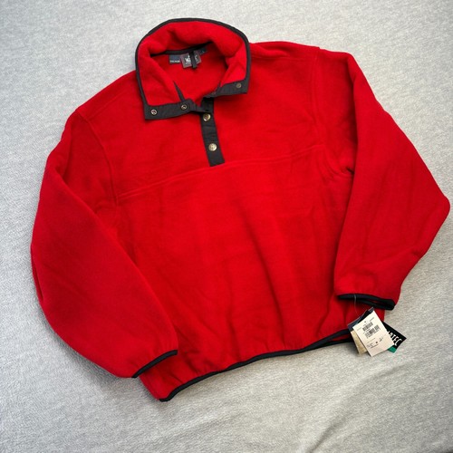 Vitnage NOS Woolrich Fleece Sweater Adult Large Red Snap Polartec Pullover USA - Picture 2 of 8