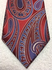 JONES NEW YORK MENS TIE RED WITH BLUE PAISLEY 3.5 X 60 NWOT