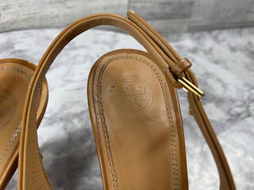 Tory Burch Tacones Mujer 9M Penélope Zapatos con Cordones Marrón Dorado Cuero Bomba - Imagen 17 de 23