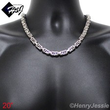20"MEN's Stainless Steel HEAVY WIDE 9mm Silver Byzantine Box Link Chain Necklace