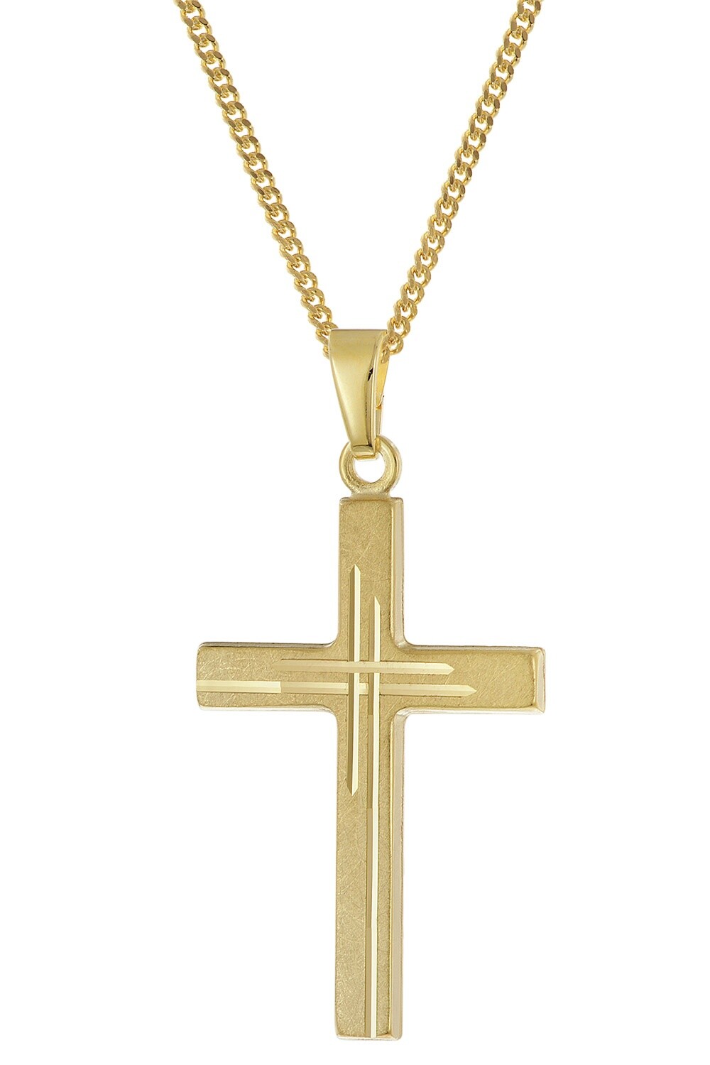 TRENDOR Schmuck Kreuz-Anhänger Gold 333 (8K) An Goldplattierter Halskette 28214