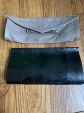 R&y Augousti  2  Clutch Handbag Bags Black Skin Grey Ostrich