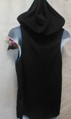 AMB malla sin mangas cubierta tanque con capucha negro azul talla única - Imagen 3 de 5