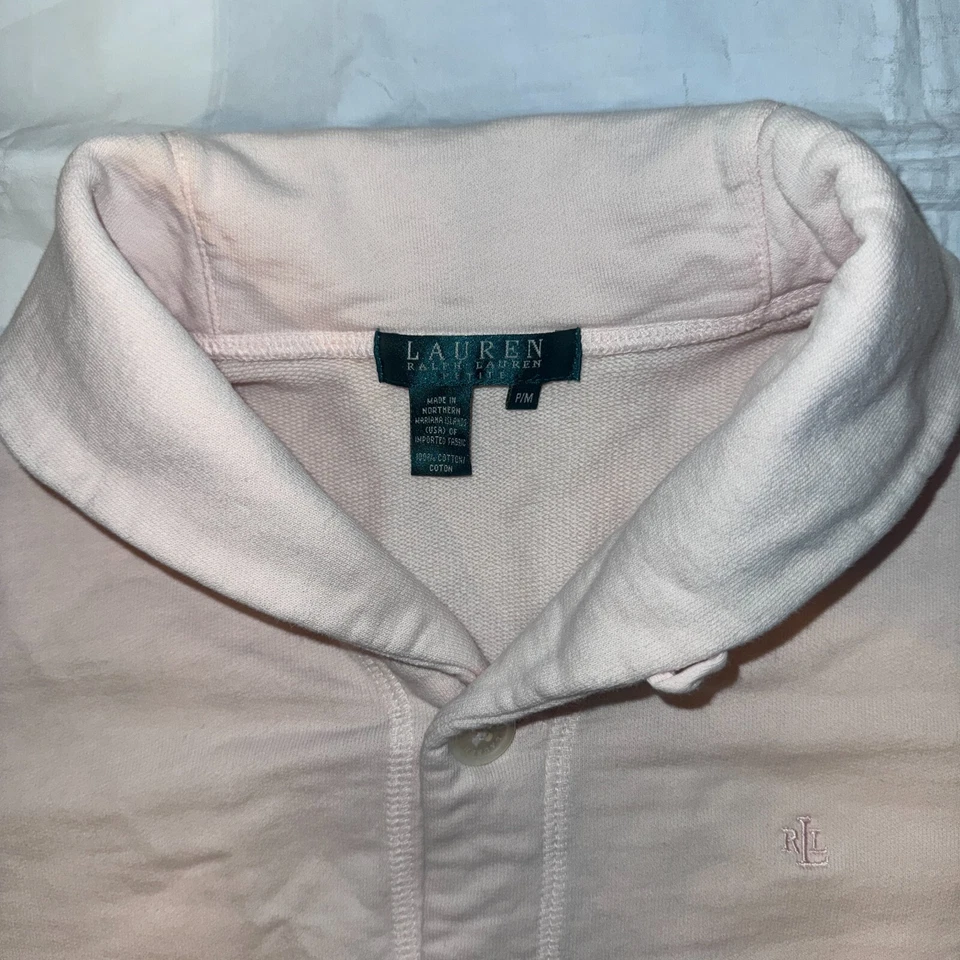 Lauren Ralph Lauren Pink Cardigan Button Up Jacket & Sweat Pants Petite Size P/M - Image 2 of 4