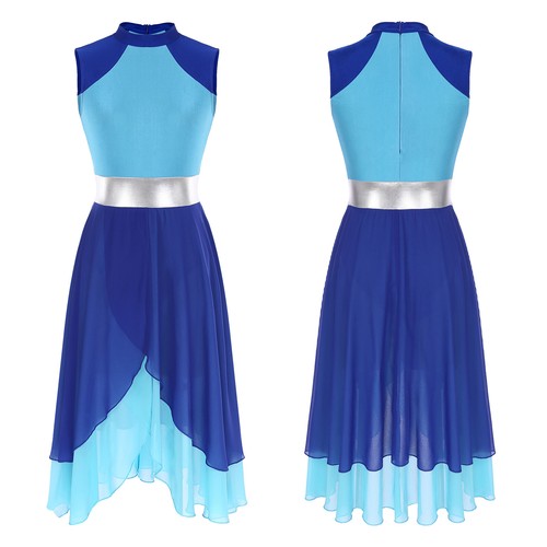 Womens Asymmetrical Color Block Lyrical Dance Dress Liturgical Praise Costumes - Picture 14 of 75