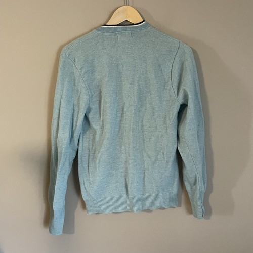 Vtg Brian MacNeil Sweater Shetland Cardigan Grandpacore Blue Knit Metal Buttons - Picture 5 of 14
