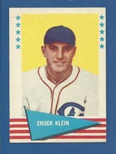 1961 FLEER # CHUCK KLEIN HOF CHICAGO CUBS EX+ FREE SHIPPING