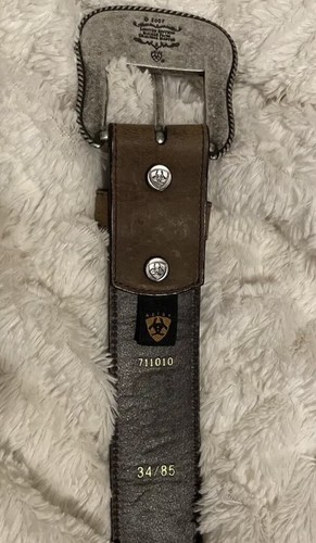 Ariat Ladies Belt Size 34 2007 Special Edition Buckle Brown With Pink Stars - Picture 6 of 12