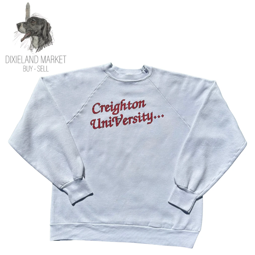 Vintage 80 s Creighton University Double Sided Crewneck Sweatshirt